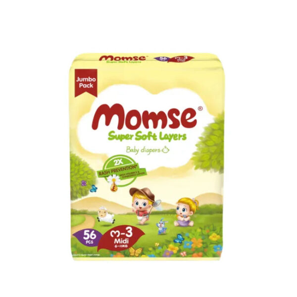 Momse Jumbo Midi Diapers - 56Pcs